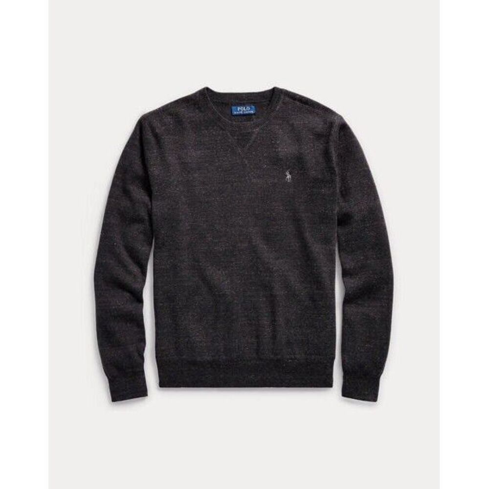 Polo Ralph Lauren Sweater Mens Small Black Slub Cotton Crew Neck Embroidered